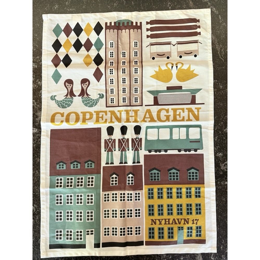 ferm LIVING Copenhagen Tea Towel 100% Organic Cotton Scandi Design Nyhavn NEW
